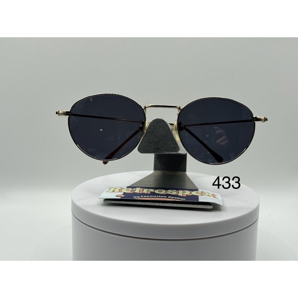 Vintage Sunglasses NOS Y2K Round Metal Style Silver Mirror Gold Frame 90s-00s